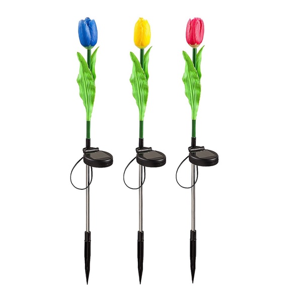 (2) Evergreen 29"H Solar Artificial Floral Garden Stake - Picture 3 of 5